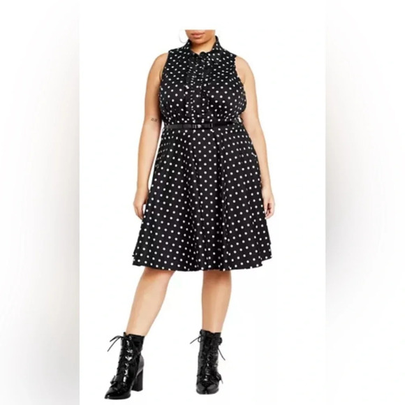 City Chic Dresses & Skirts - City Chic Nellie Dress Navy spot - new with tags size 14